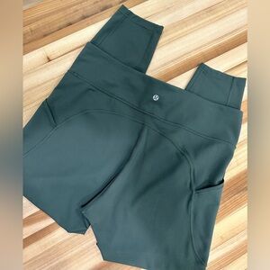 Lululemon Ankle Leggings Army Green Size 14 w/leg pockets